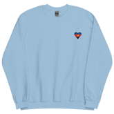 Polyamory Flag Embroidered Heart Sweater: Celebratory LGBTQ+ Pride Design